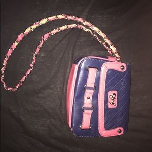 Navy blue and hot pink purse